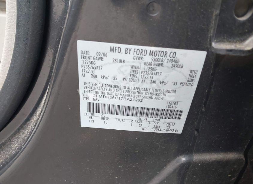 Photo 9 of 2007 Ford Edge SE (VIN 2FMDK36C17BA21202)