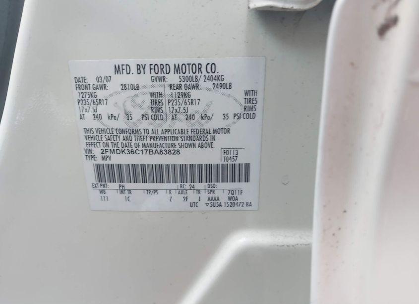 Photo 9 of 2007 Ford Edge SE (VIN 2FMDK36C17BA83828)