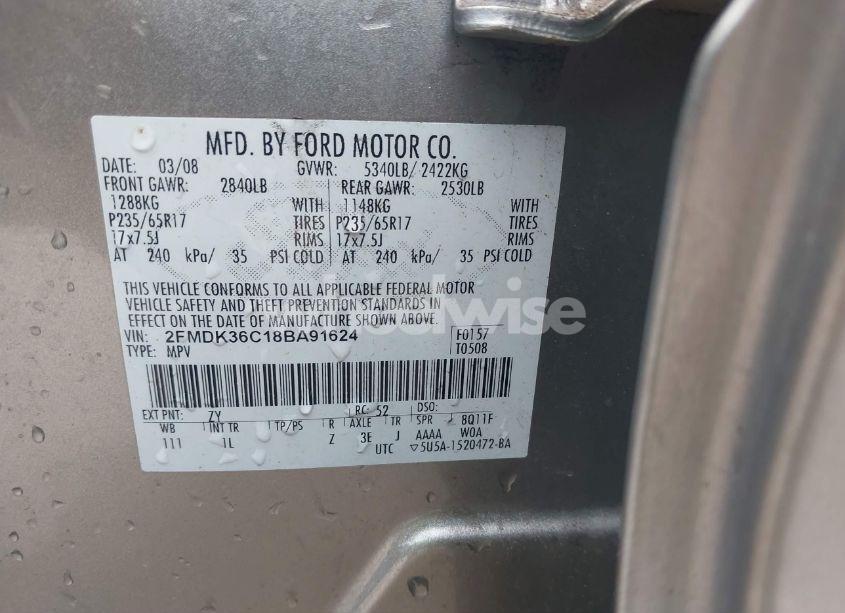 Photo 9 of 2008 Ford Edge SE (VIN 2FMDK36C18BA91624)