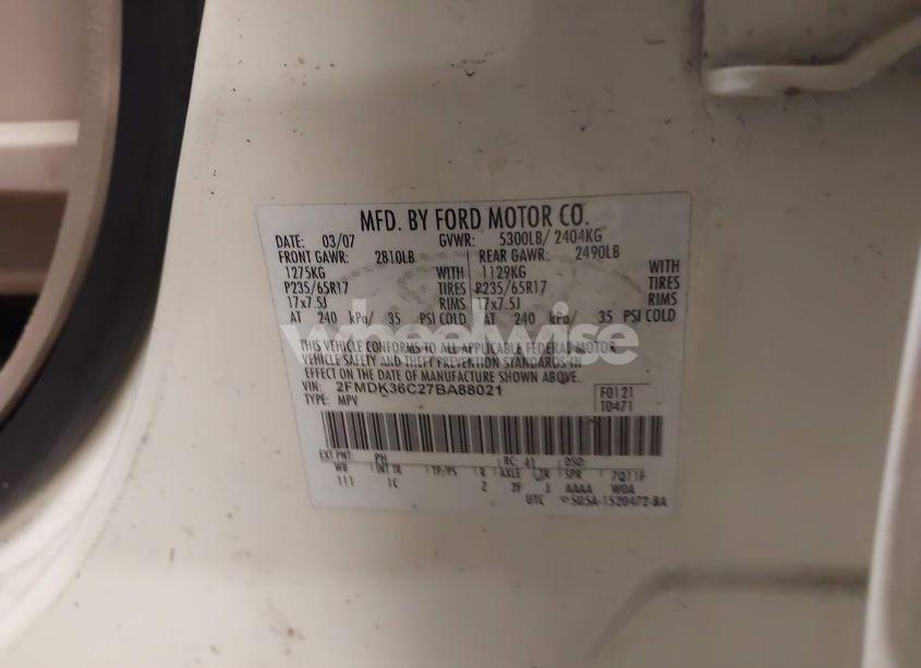 Photo 9 of 2007 Ford Edge SE (VIN 2FMDK36C27BA88021)