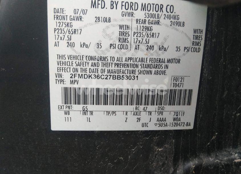Photo 9 of 2007 Ford Edge SE (VIN 2FMDK36C27BB53031)