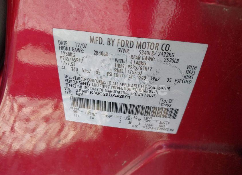 Photo 9 of 2008 Ford Edge SE (VIN 2FMDK36C28BA42691)