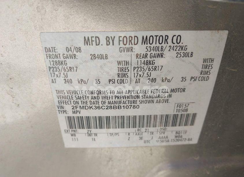 Photo 9 of 2008 Ford Edge SE (VIN 2FMDK36C28BB10780)