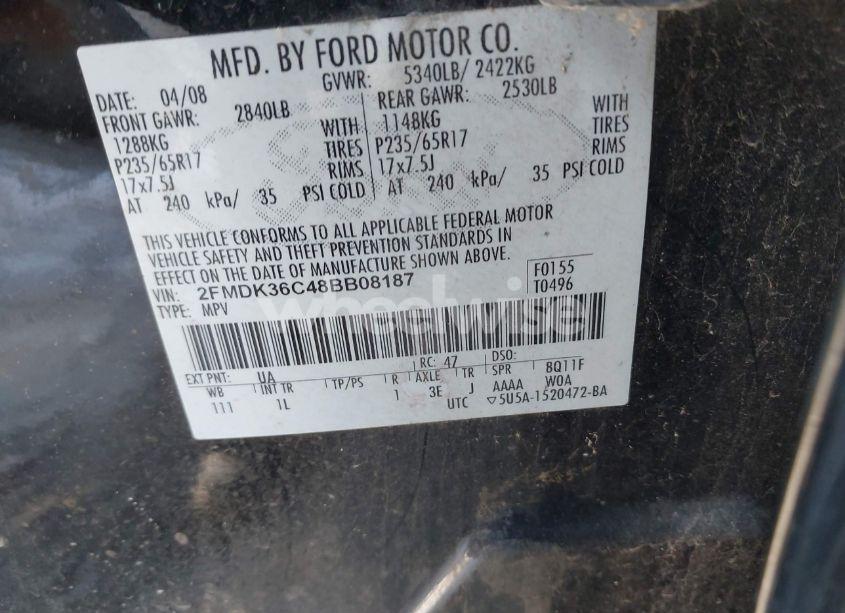 Photo 9 of 2008 Ford Edge SE (VIN 2FMDK36C48BB08187)