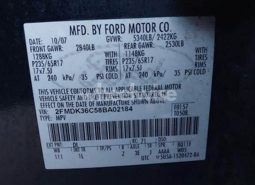 Photo 9 of 2008 Ford Edge SE (VIN 2FMDK36C58BA02184)