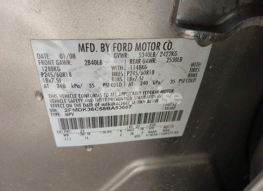 Photo 9 of 2008 Ford Edge SE (VIN 2FMDK36C58BA53667)
