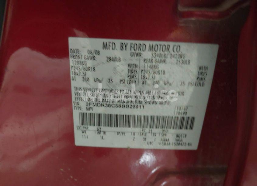 Photo 9 of 2008 Ford Edge SE (VIN 2FMDK36C58BB26911)