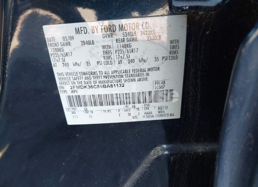 Photo 9 of 2009 Ford Edge SE (VIN 2FMDK36C59BA81132)