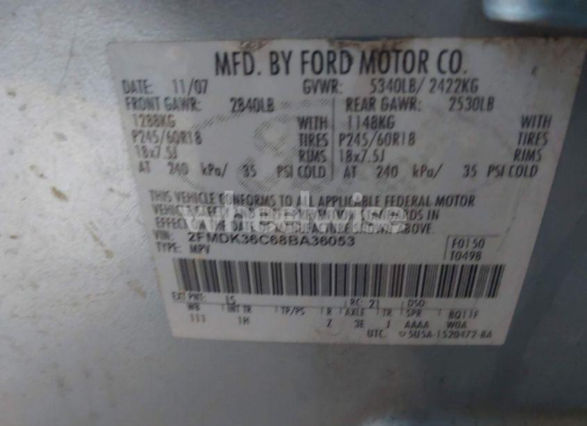 Photo 9 of 2008 Ford Edge SE (VIN 2FMDK36C68BA36053)