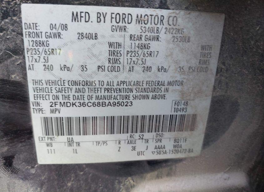 Photo 9 of 2008 Ford Edge SE (VIN 2FMDK36C68BA95023)