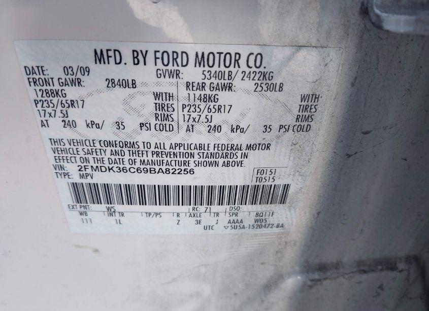 Photo 9 of 2009 Ford Edge SE (VIN 2FMDK36C69BA82256)
