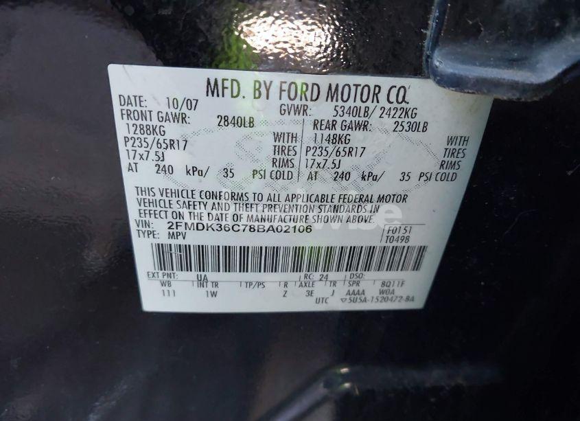 Photo 9 of 2008 Ford Edge SE (VIN 2FMDK36C78BA02106)