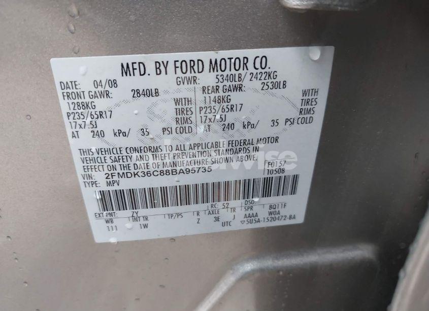 Photo 9 of 2008 Ford Edge SE (VIN 2FMDK36C88BA95735)