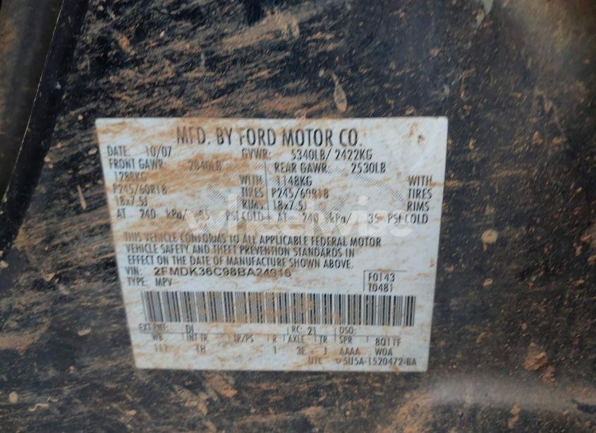 Photo 9 of 2008 Ford Edge SE (VIN 2FMDK36C98BA24916)