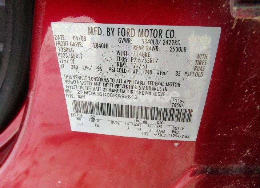 Photo 9 of 2008 Ford Edge SE (VIN 2FMDK36C98BA99812)