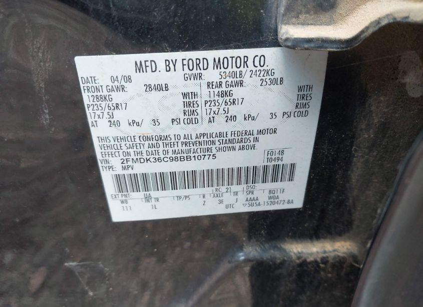 Photo 9 of 2008 Ford Edge SE (VIN 2FMDK36C98BB10775)