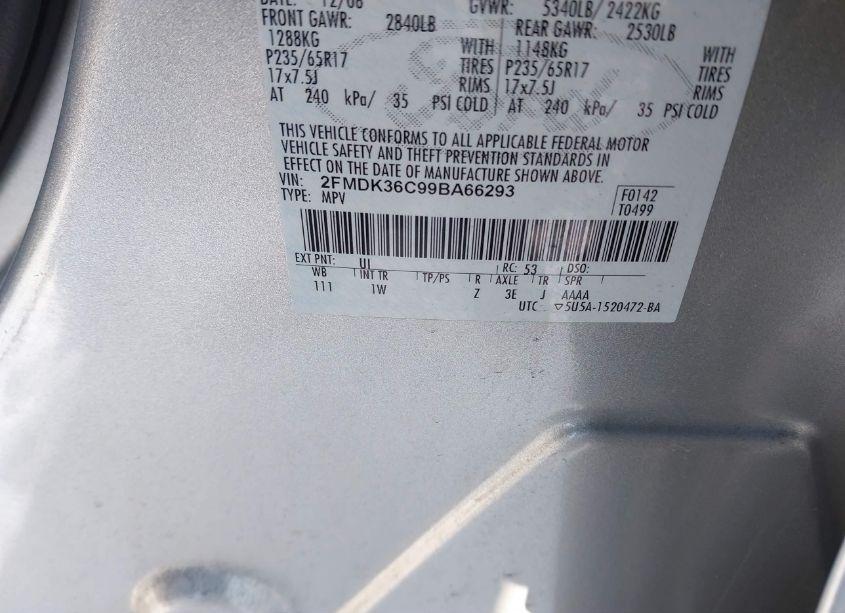 Photo 9 of 2009 Ford Edge SE (VIN 2FMDK36C99BA66293)