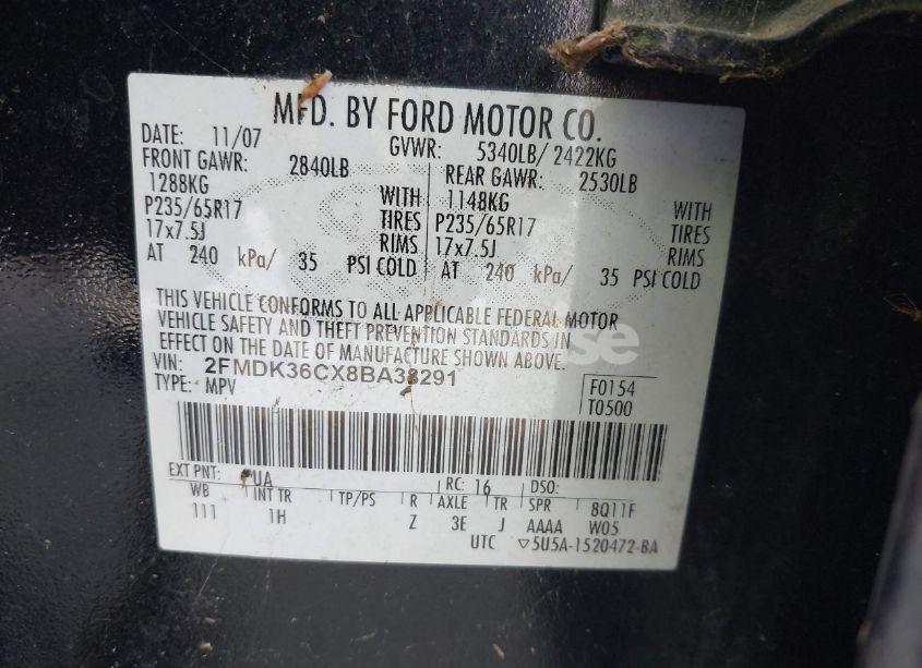 Photo 9 of 2008 Ford Edge SE (VIN 2FMDK36CX8BA38291)