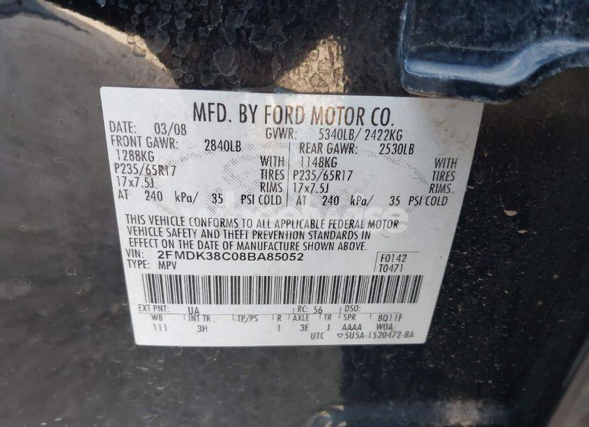 Photo 9 of 2008 Ford Edge SEL (VIN 2FMDK38C08BA85052)