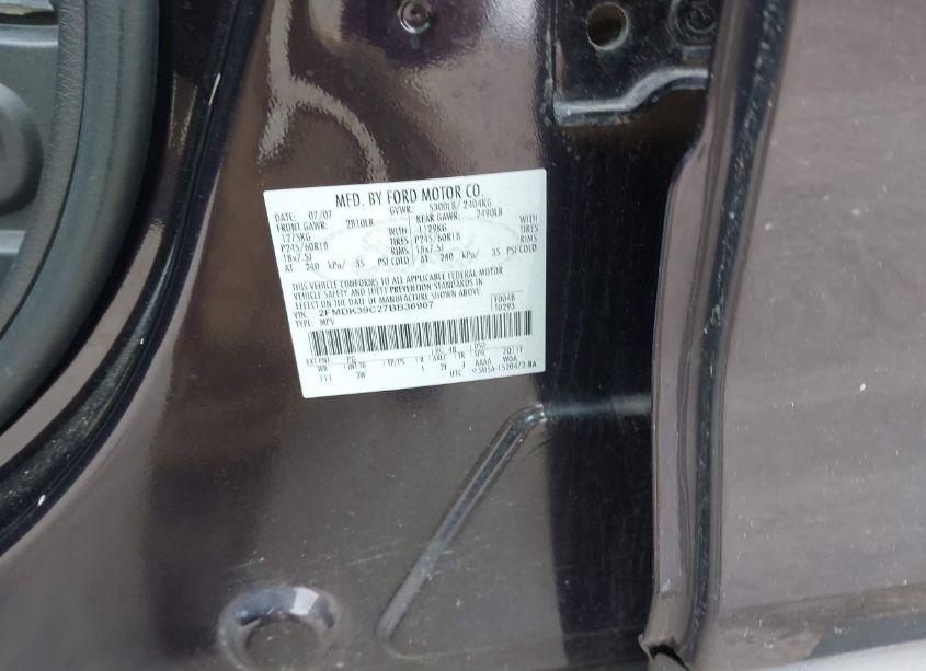 Photo 9 of 2007 Ford Edge SEL PLUS (VIN 2FMDK39C27BB36967)