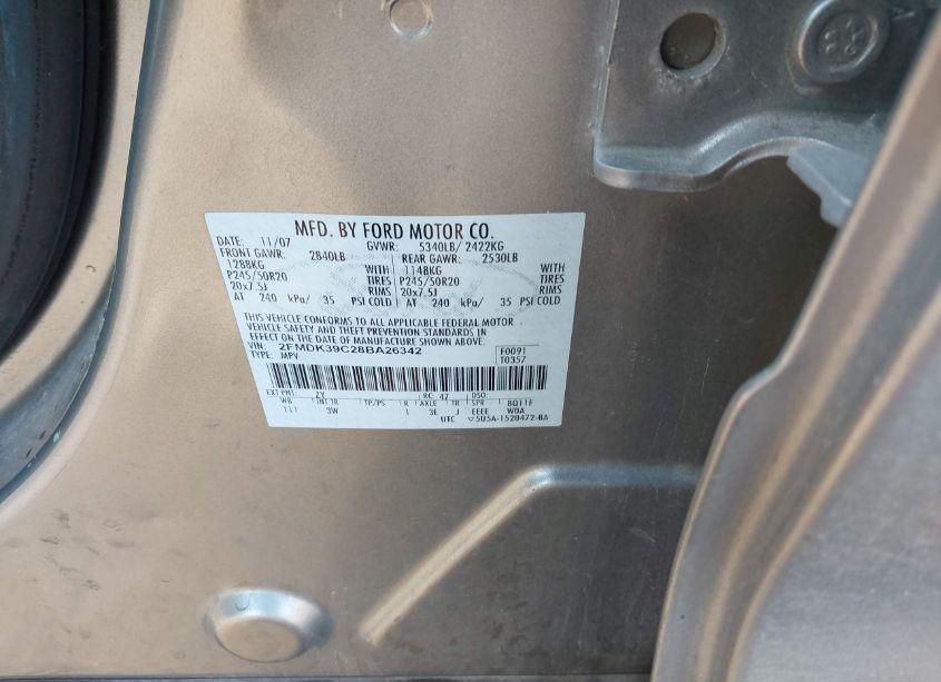 Photo 9 of 2008 Ford Edge LIMITED (VIN 2FMDK39C28BA26342)