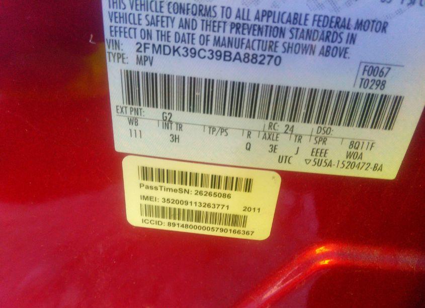 Photo 9 of 2009 Ford Edge LIMITED (VIN 2FMDK39C39BA88270)