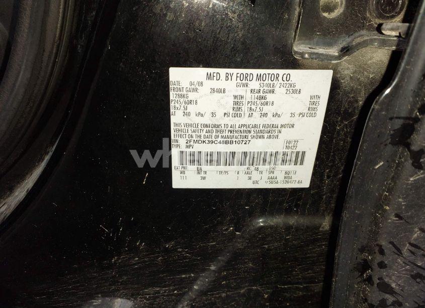 Photo 9 of 2008 Ford Edge LIMITED (VIN 2FMDK39C48BB10727)