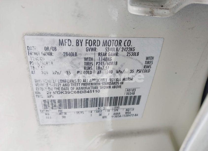 Photo 9 of 2008 Ford Edge LIMITED (VIN 2FMDK39C68BB45110)