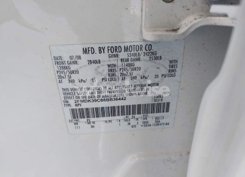 Photo 9 of 2008 Ford Edge LIMITED (VIN 2FMDK39C88BB36442)