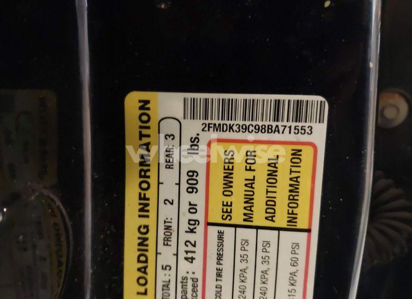 Photo 9 of 2008 Ford Edge LIMITED (VIN 2FMDK39C98BA71553)