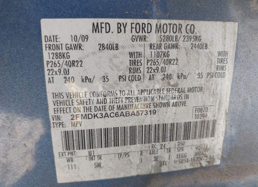 Photo 9 of 2010 Ford Edge SPORT (VIN 2FMDK3AC6ABA57319)