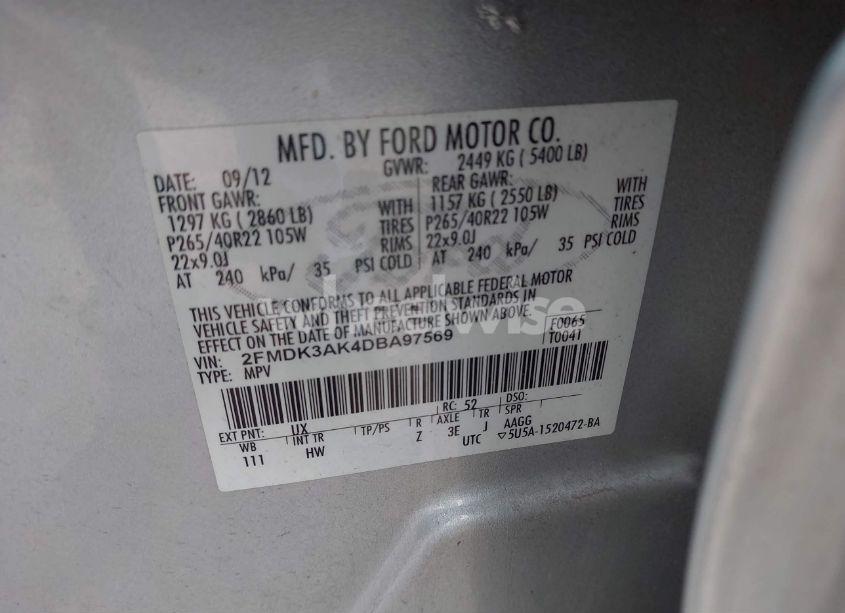 Photo 9 of 2013 Ford Edge SPORT (VIN 2FMDK3AK4DBA97569)