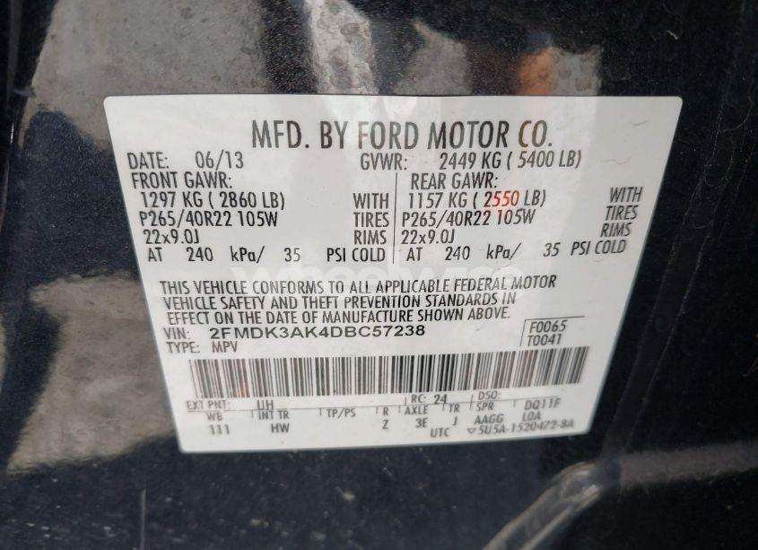 Photo 9 of 2013 Ford Edge SPORT (VIN 2FMDK3AK4DBC57238)