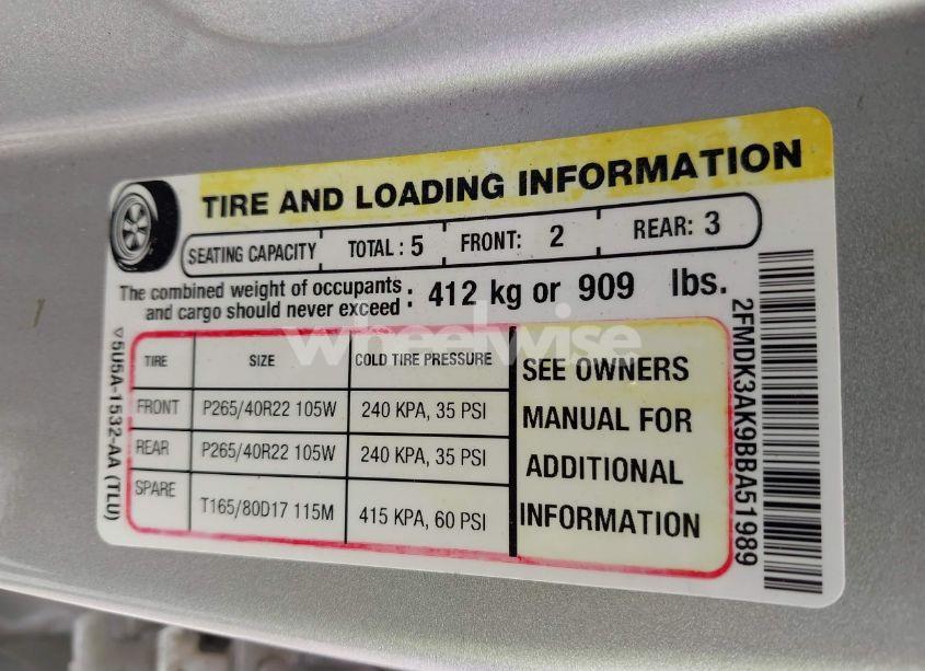 Photo 9 of 2011 Ford Edge SPORT (VIN 2FMDK3AK9BBA51989)