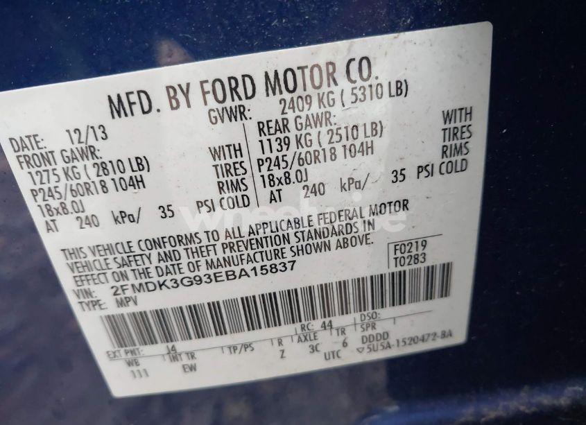 Photo 9 of 2014 Ford Edge SE (VIN 2FMDK3G93EBA15837)