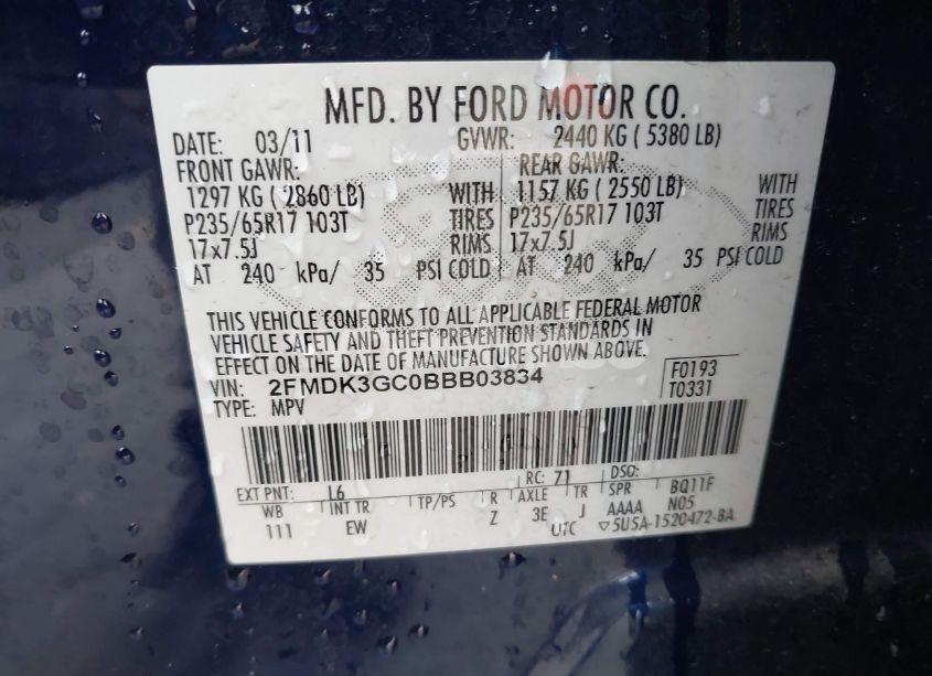 Photo 9 of 2011 Ford Edge SE (VIN 2FMDK3GC0BBB03834)