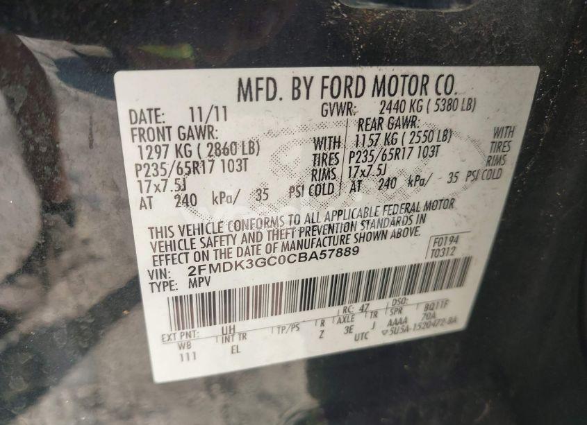Photo 9 of 2012 Ford Edge SE (VIN 2FMDK3GC0CBA57889)