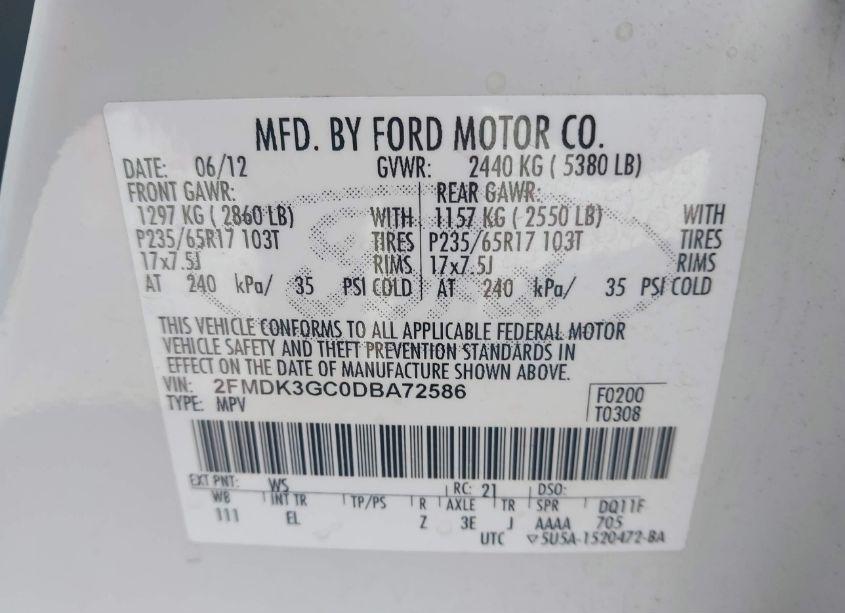 Photo 9 of 2013 Ford Edge SE (VIN 2FMDK3GC0DBA72586)