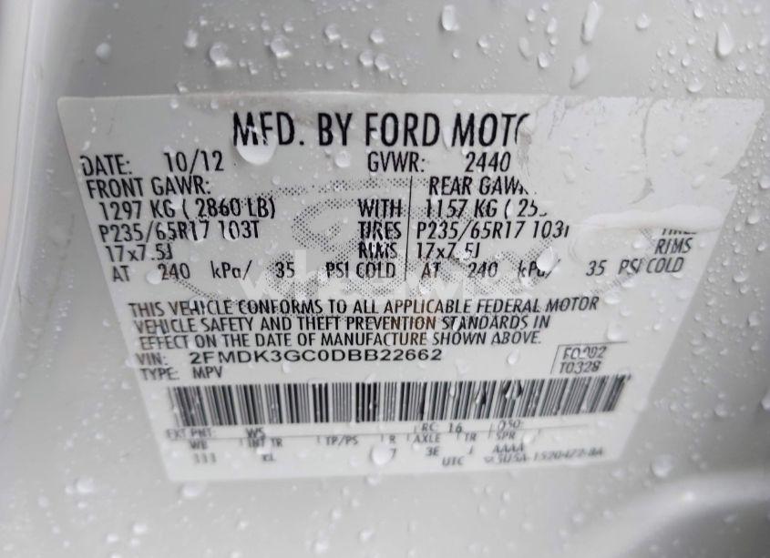 Photo 9 of 2013 Ford Edge SE (VIN 2FMDK3GC0DBB22662)