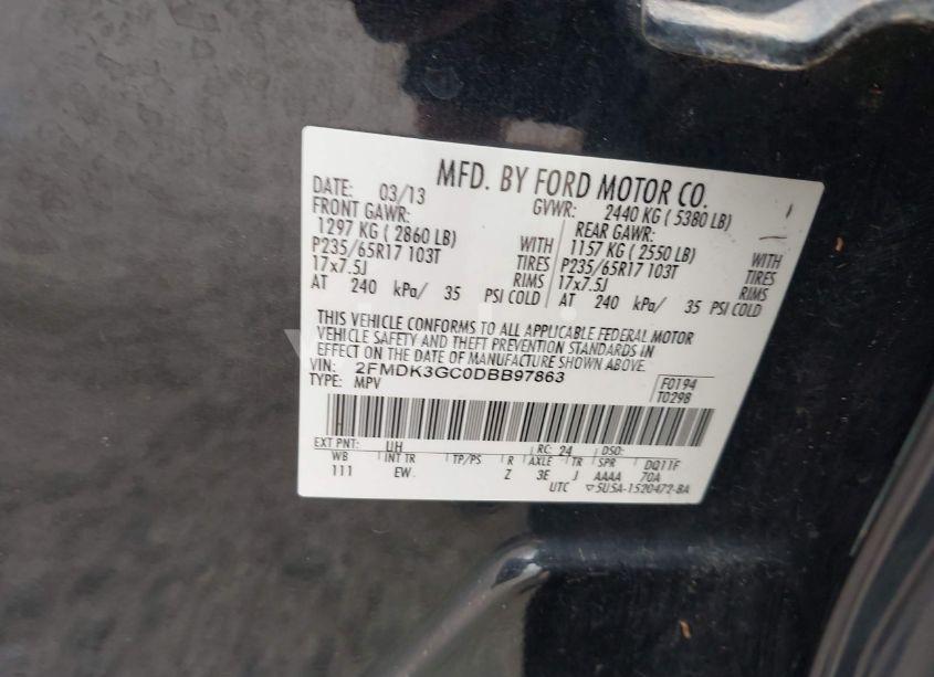 Photo 9 of 2013 Ford Edge SE (VIN 2FMDK3GC0DBB97863)