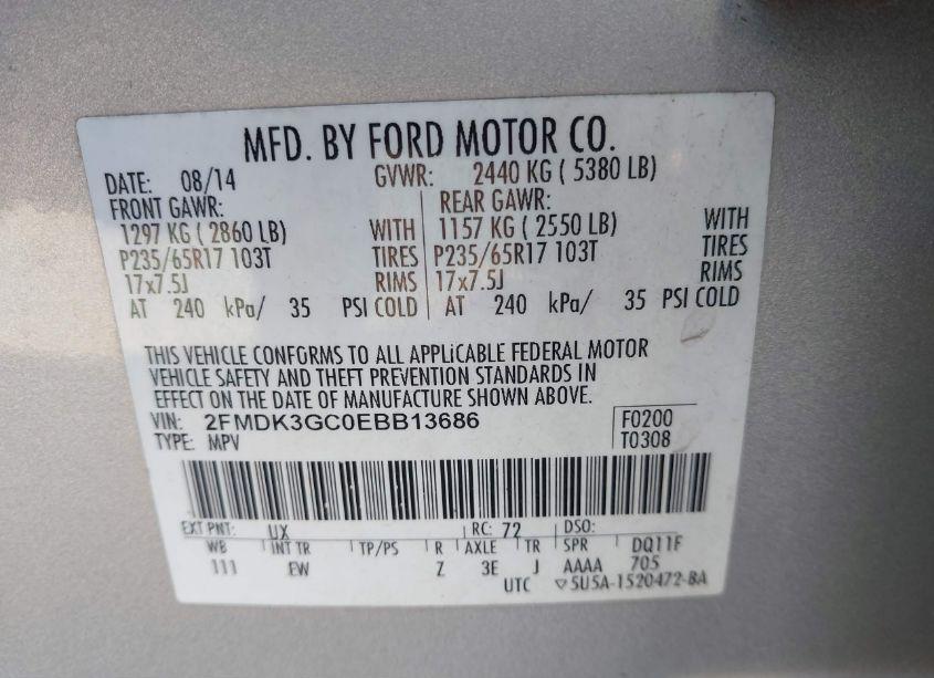 Photo 9 of 2014 Ford Edge SE (VIN 2FMDK3GC0EBB13686)
