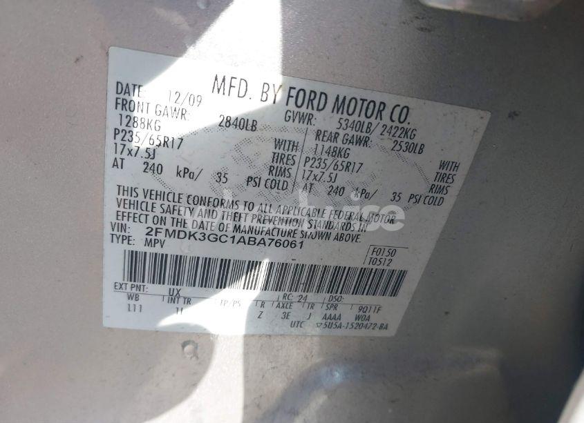 Photo 9 of 2010 Ford Edge SE (VIN 2FMDK3GC1ABA76061)