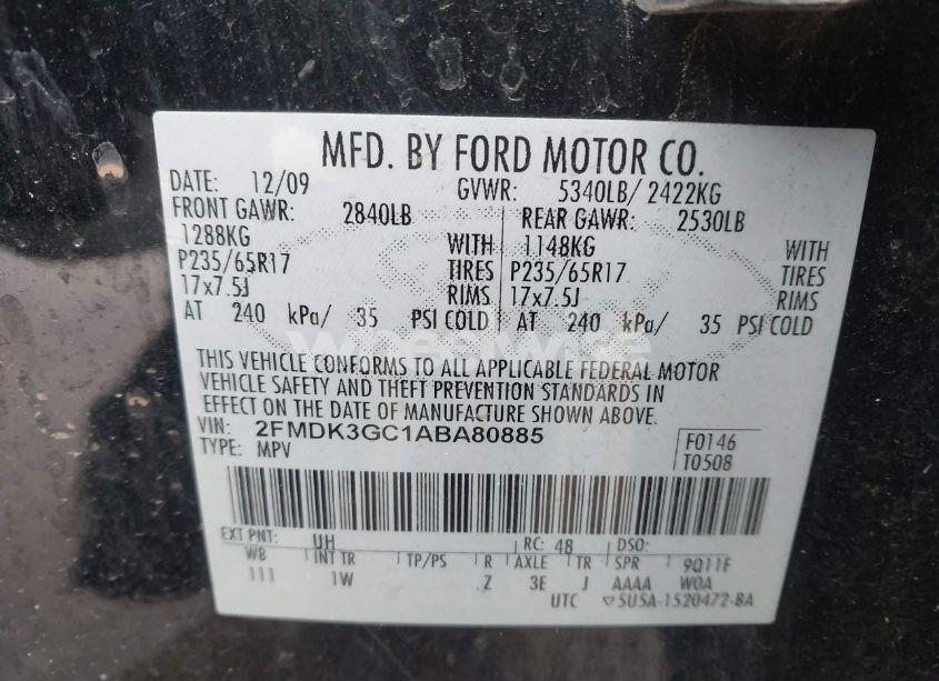 Photo 9 of 2010 Ford Edge SE (VIN 2FMDK3GC1ABA80885)
