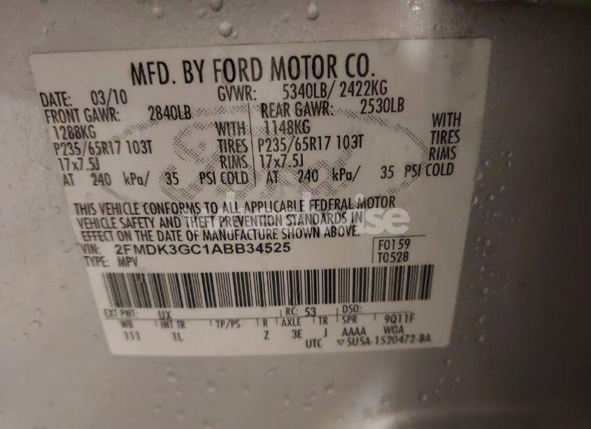 Photo 9 of 2010 Ford Edge SE (VIN 2FMDK3GC1ABB34525)