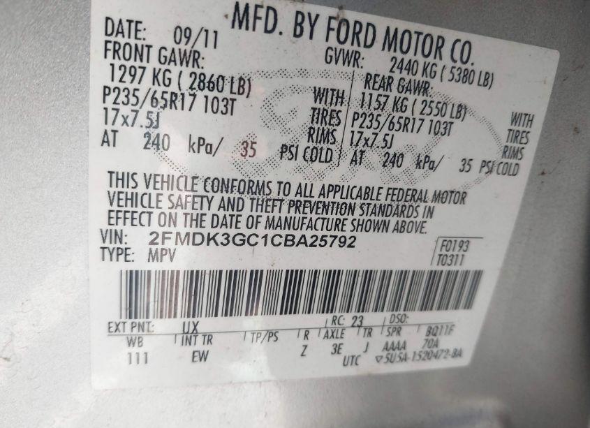 Photo 9 of 2012 Ford Edge SE (VIN 2FMDK3GC1CBA25792)