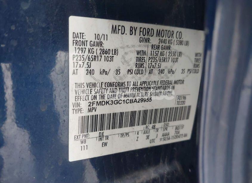 Photo 9 of 2012 Ford Edge SE (VIN 2FMDK3GC1CBA29955)