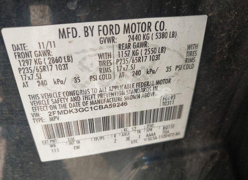 Photo 9 of 2012 Ford Edge SE (VIN 2FMDK3GC1CBA59246)