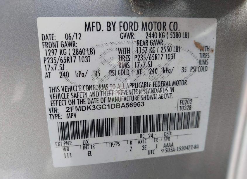Photo 9 of 2013 Ford Edge SE (VIN 2FMDK3GC1DBA56963)
