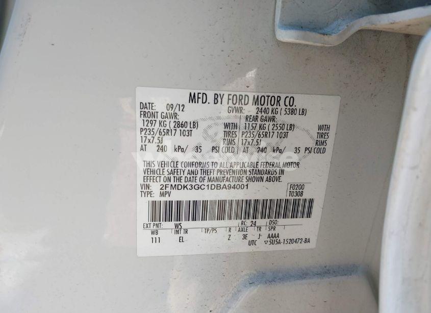 Photo 9 of 2013 Ford Edge SE (VIN 2FMDK3GC1DBA94001)