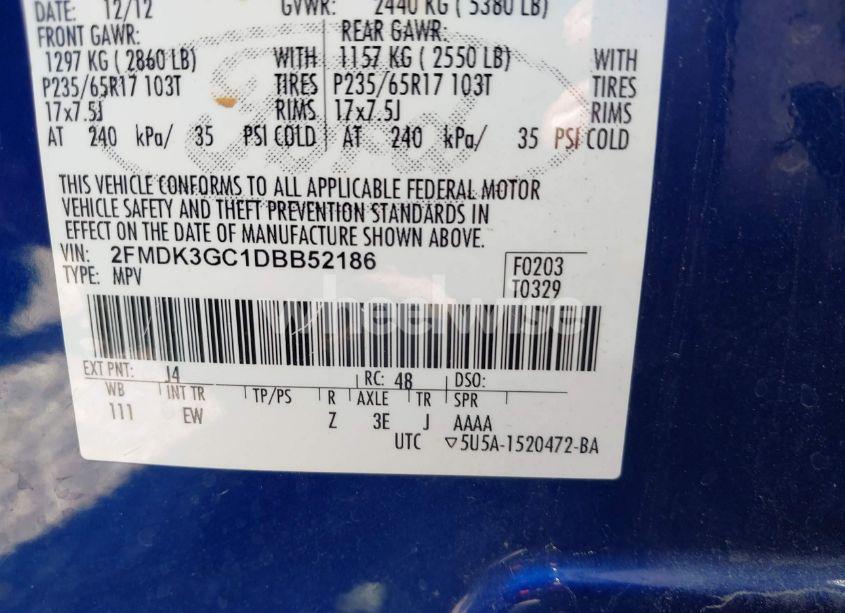 Photo 9 of 2013 Ford Edge SE (VIN 2FMDK3GC1DBB52186)